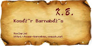 Kosár Barnabás névjegykártya