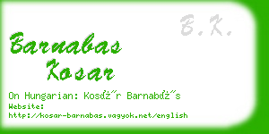 barnabas kosar business card